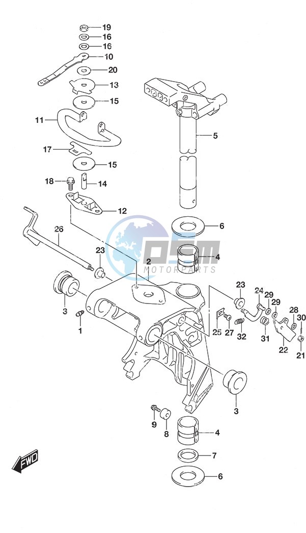 Swivel Bracket Tiller Handle w/Power Tilt