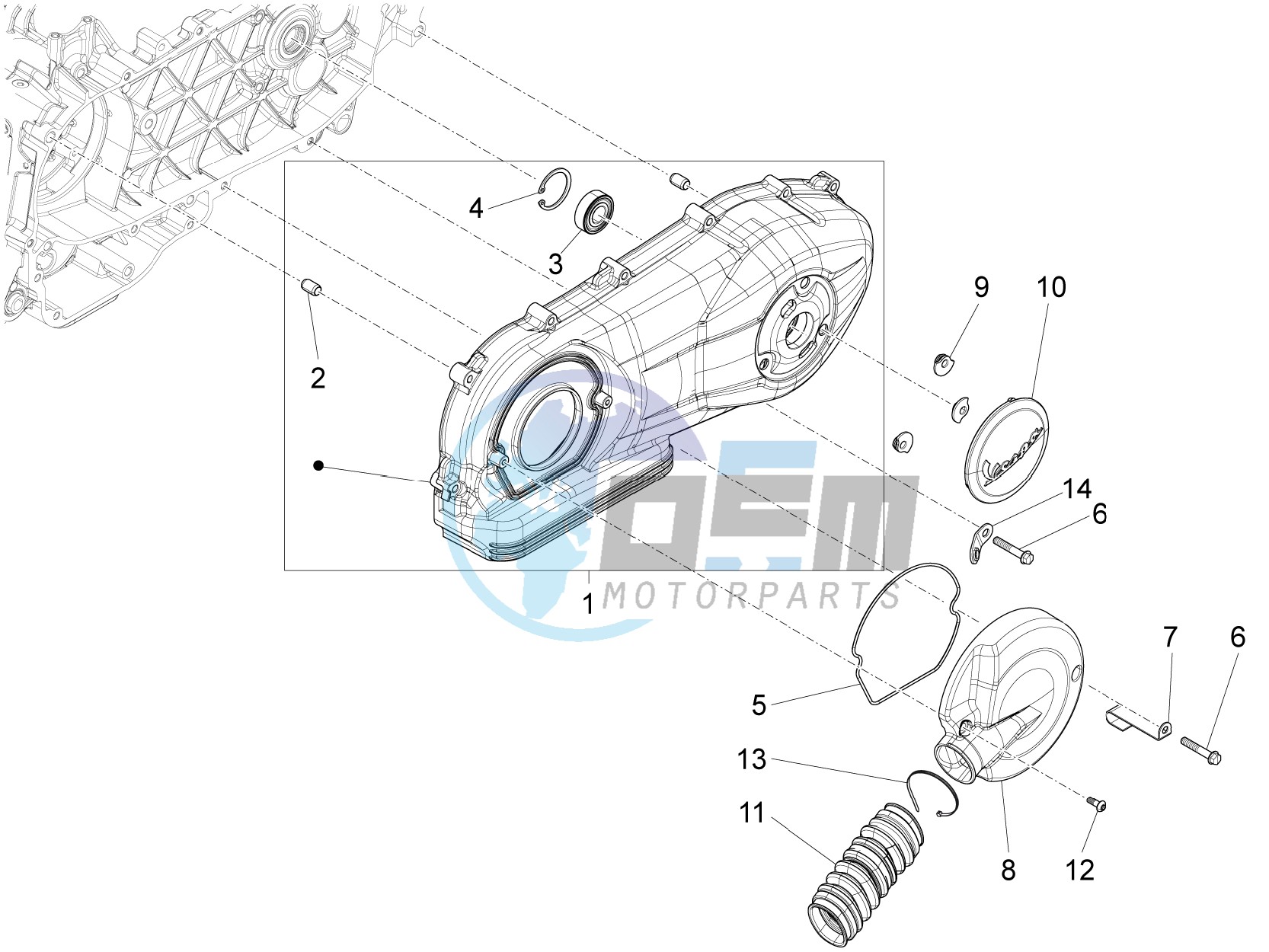 Crankcase cover and cooling