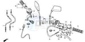 CB250 drawing HANDLE LEVER/SWITCH/CABLE (1)