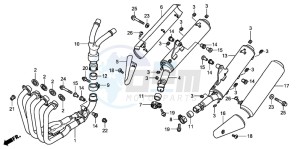 CB900F CB900 HORNET drawing EXHAUST MUFFLER