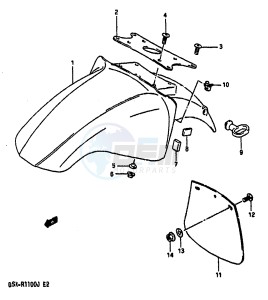 GSX-R1100 (G-H-J) drawing FRONT FENDER (MODEL H J)