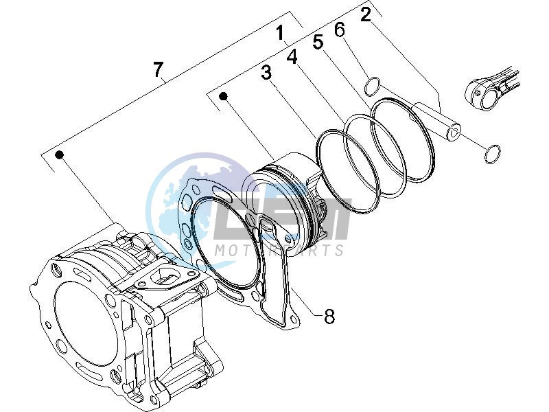 Cylinder - Piston - Wrist pin unit