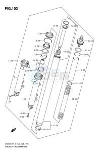 GSX650F (E3-E28) Katana drawing FRONT FORK DAMPER (GSX650FAL1 E28)