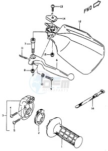 DR350 (V-W-X) drawing RIGHT HANDLE LEVER