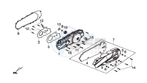 GTS 125I L6 drawing CRANKCASE COVER LEFT