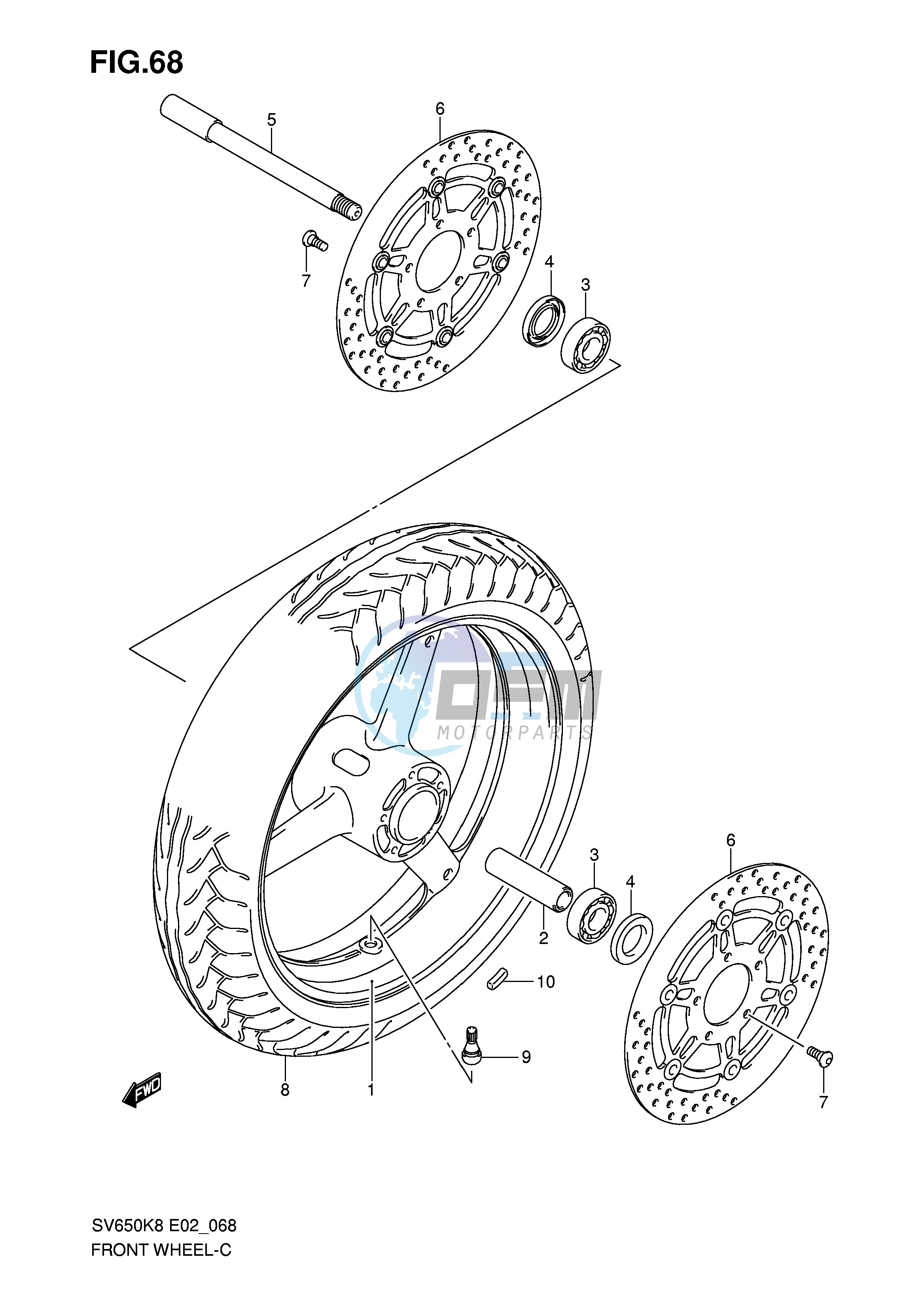 FRONT WHEEL (SV650K8 UK8 SK8 SUK8 K9 UK9 SK9 SUK9 SL0 SUL0)