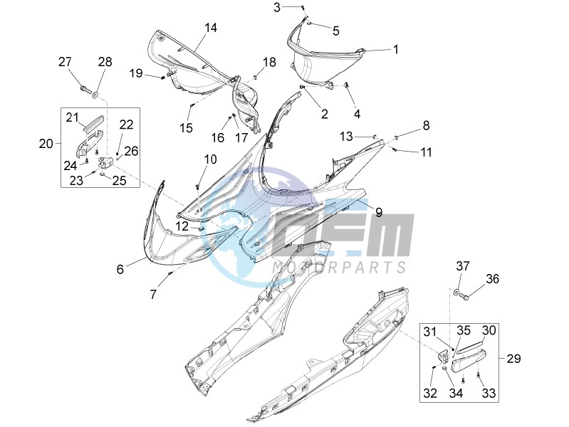 Central cover - Footrests