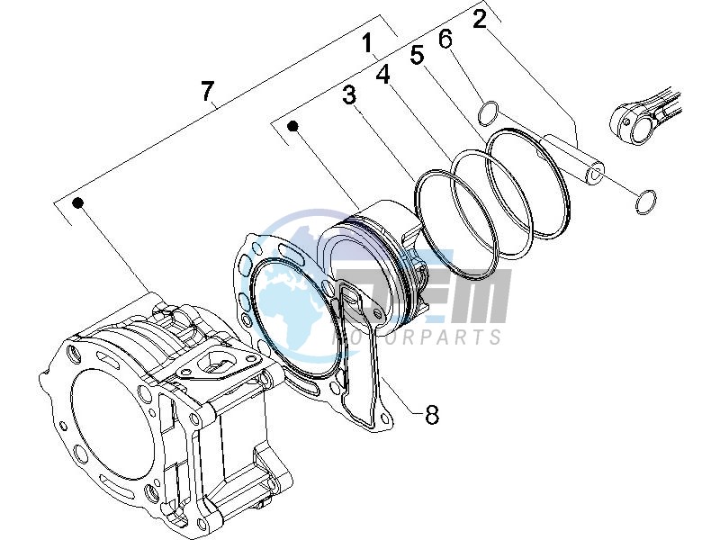 Cylinder - Piston - Wrist pin unit