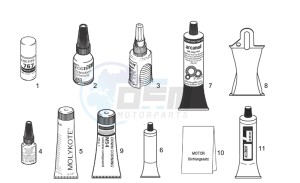 Scarabeo 125-150-200 (eng. Rotax) drawing Sealing and lubricating agents