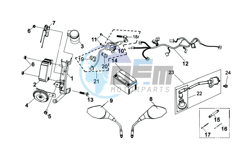 MIRRORS L /R / THROTTLE CABLE / BRAKE LEVERS