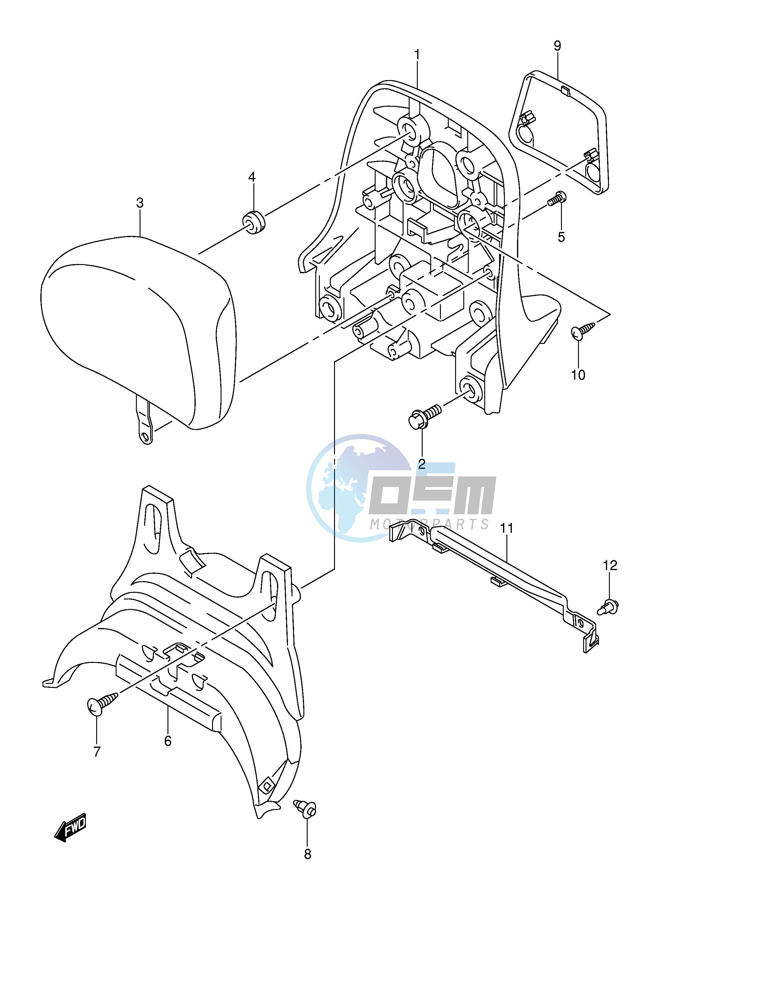 PILLION RIDER HANDLE (CENTER)(MODEL K4)