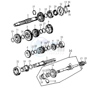 WOLF 125 drawing CRANKCASE - DRIVE SHAFT - CRANKCASE