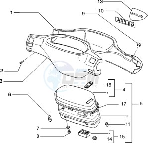 Typhoon 50 drawing Speedometers Kms. - handlebar cover