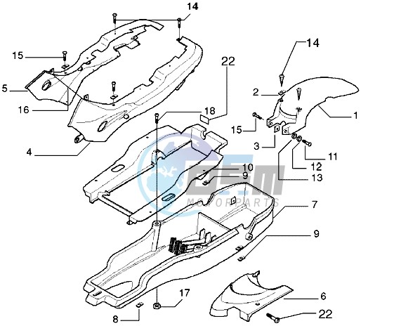 Rear mudguard-undersaddle