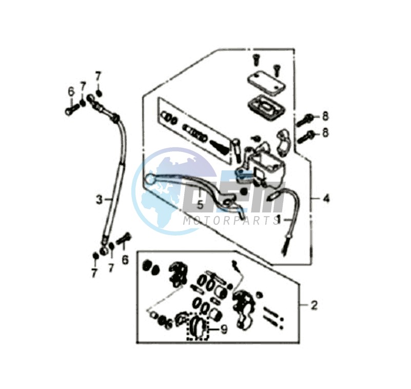 VOORBRAKE CALIPER / BRAKE LEVER /BRAKE LINES