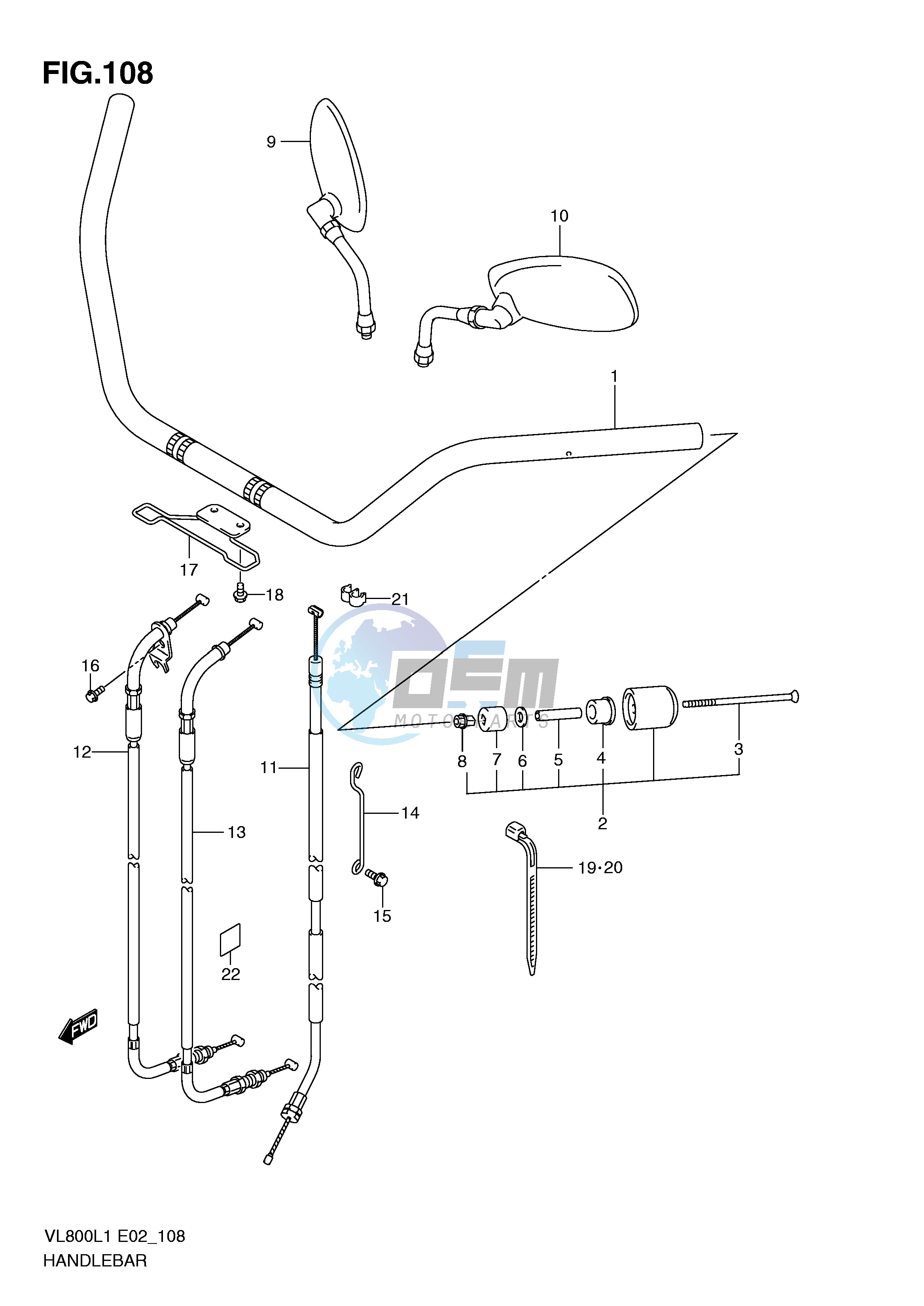 HANDLEBAR (VL800CUEL1 E19)