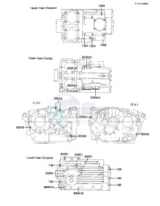 KZ 305 A [CSR] (A1-A2) [CSR] drawing CRANKCASE BOLT & STUD PATTERN