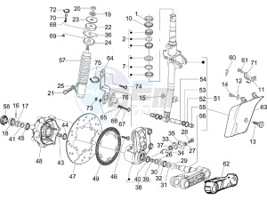 GTS 250 ABS UK drawing Fork - steering tube - Steering bearing unit