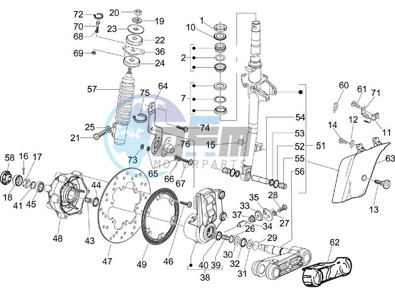 Fork - steering tube - Steering bearing unit