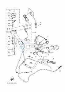 YFM450FWB KODIAK 450 (BHS2) drawing STEERING HANDLE & CABLE