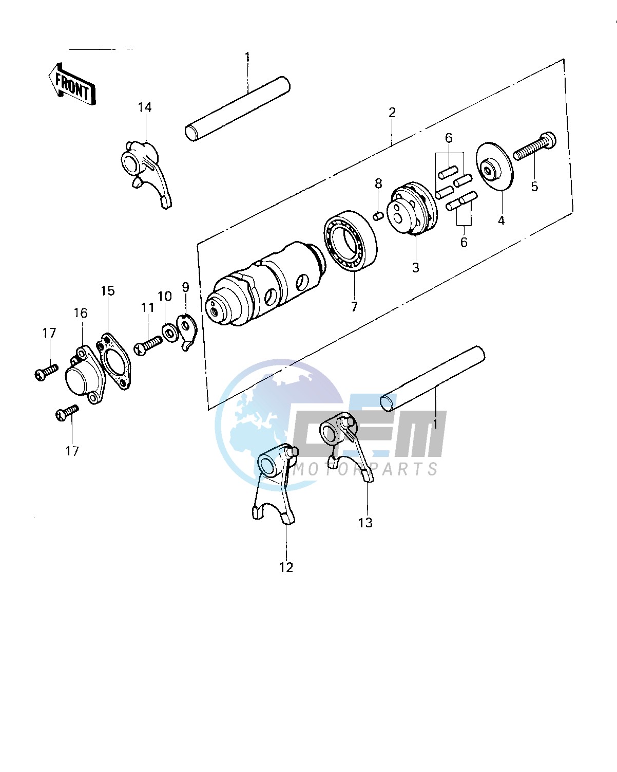 GEAR CHANGE DRUM & FORKS -- KM100-A6_A7- -