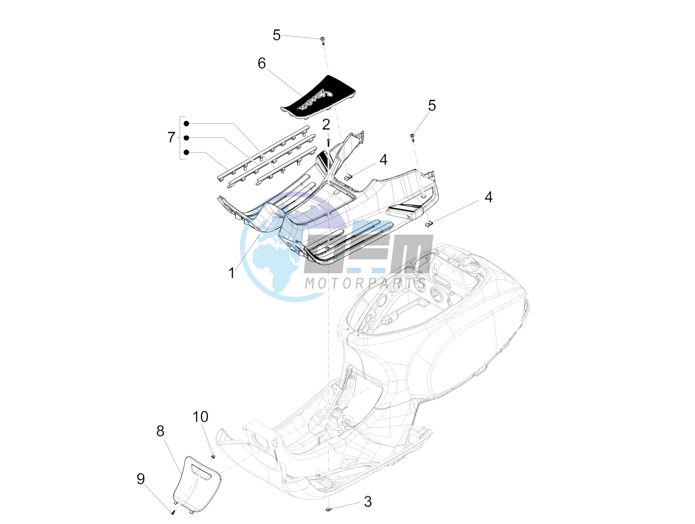 Central cover - Footrests