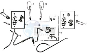 ALLO 50 45KMH (L8 L9) EU EURO4 drawing HANDLEBAR / BRAKE LEVERS /CABLES