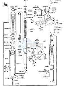 KX 500 A [KX500] (A2) [KX500] drawing FRONT FORK -- 84 A2- -