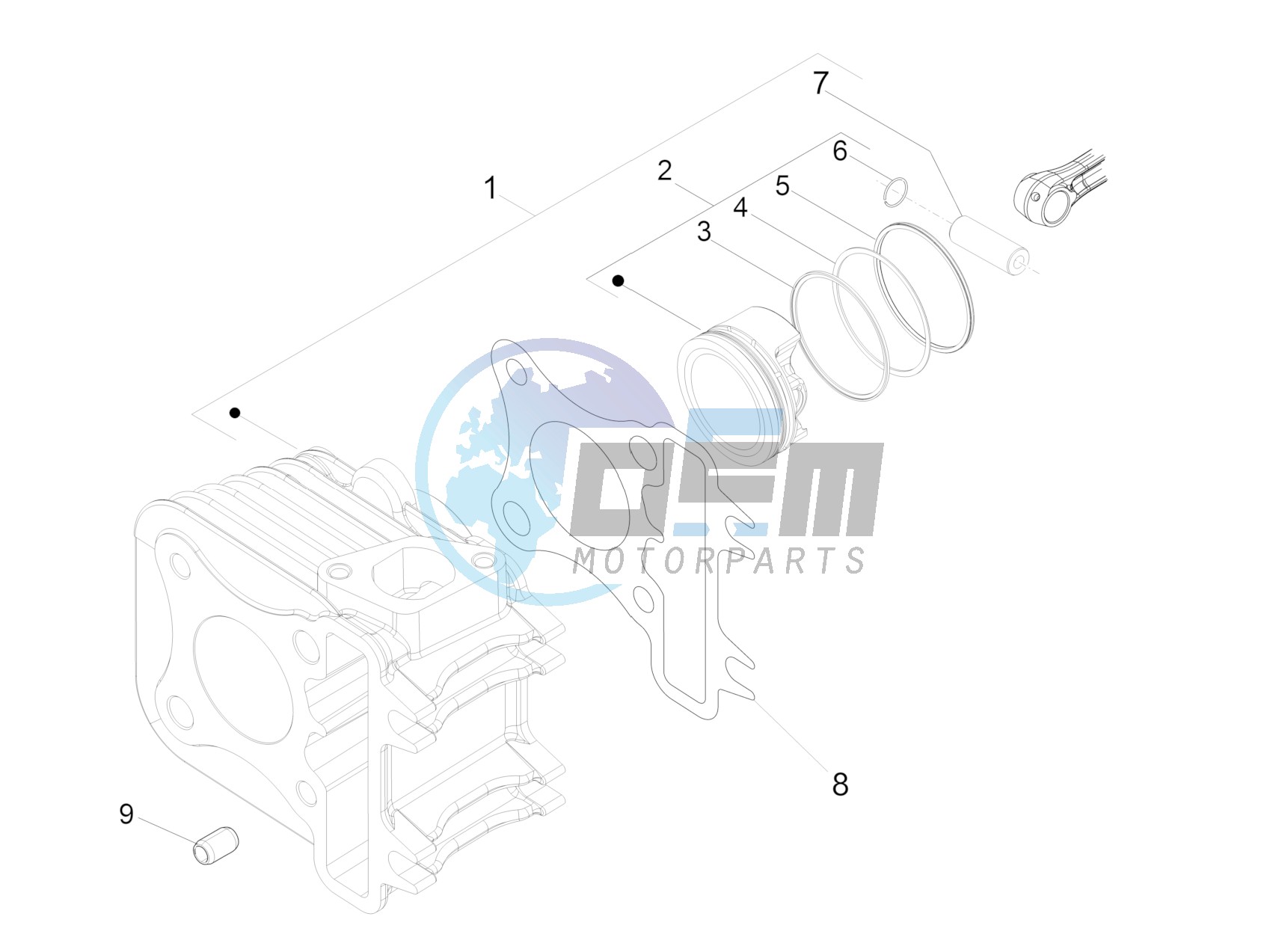 Cylinder-piston-wrist pin unit