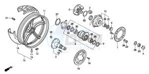 VFR750F drawing REAR WHEEL (VFR750FR/FS/FT/FV)