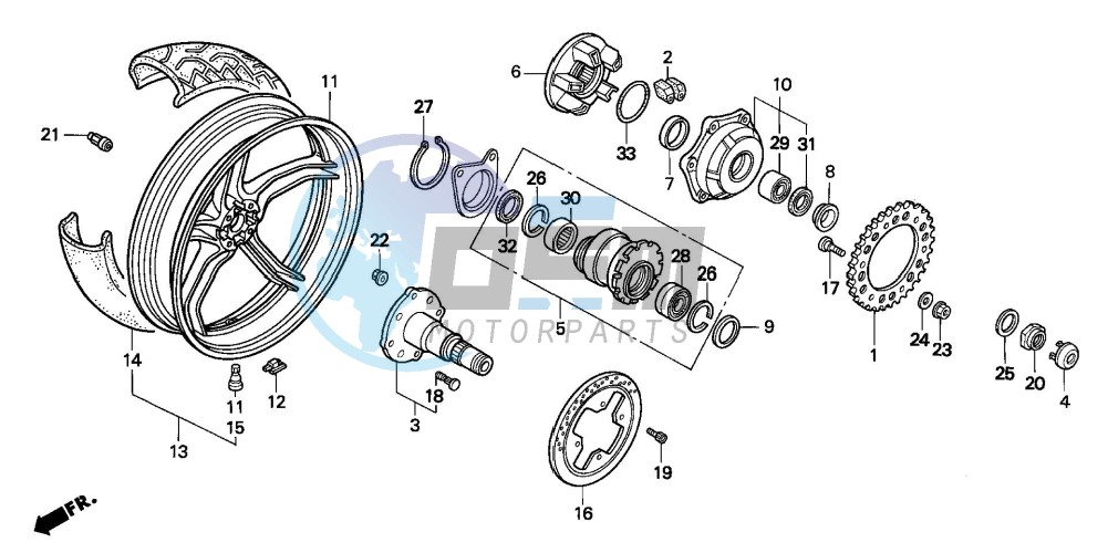 REAR WHEEL (VFR750FR/FS/FT/FV)