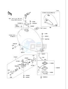 VN 750 A [VULCAN 750] (A15-A19) [VULCAN 750] drawing FUEL TANK -- VN750-A15 - A18- -