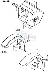 GSX750 (T-X) drawing HEADLAMP HOUSING - FRONT FENDER (GSX750EX, X)