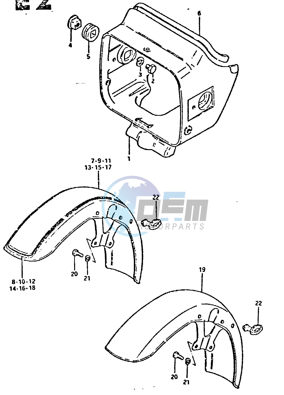 HEADLAMP HOUSING - FRONT FENDER (GSX750EX, X)