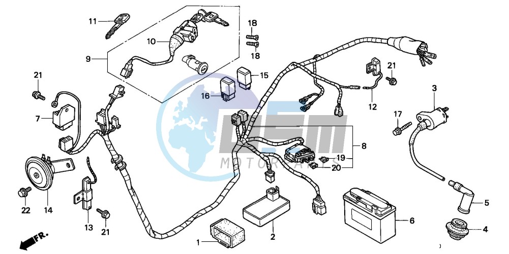 WIRE HARNESS/ IGNITION COIL/BATTERY