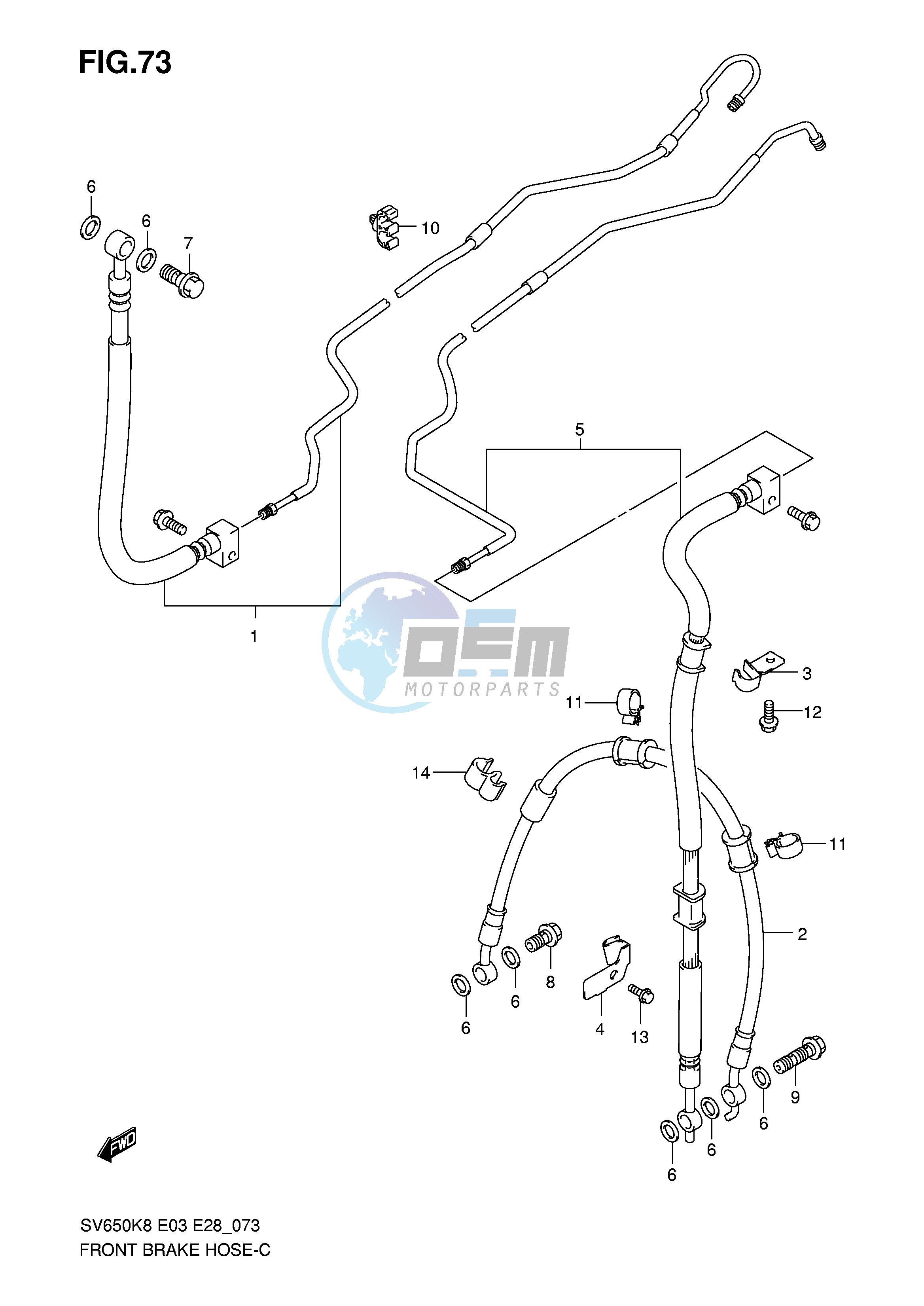 FRONT BRAKE HOSE(SV650AK8 SAK8 AK9 SAK9 SAL0)