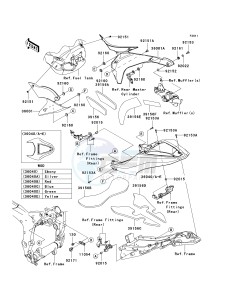 ZX 600 P [NINJA ZX-6R] (7F-8FA) P8FA drawing SIDE COVERS