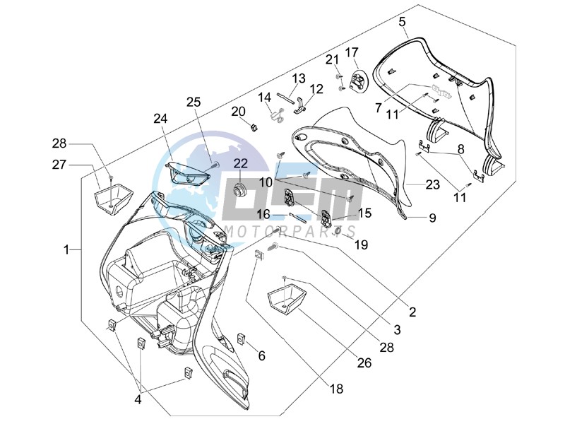 Front glove-box - Knee-guard panel