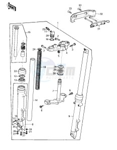 KZ 750 E (E1) drawing FRONT FORK -- 80 KZY 50-E1- -