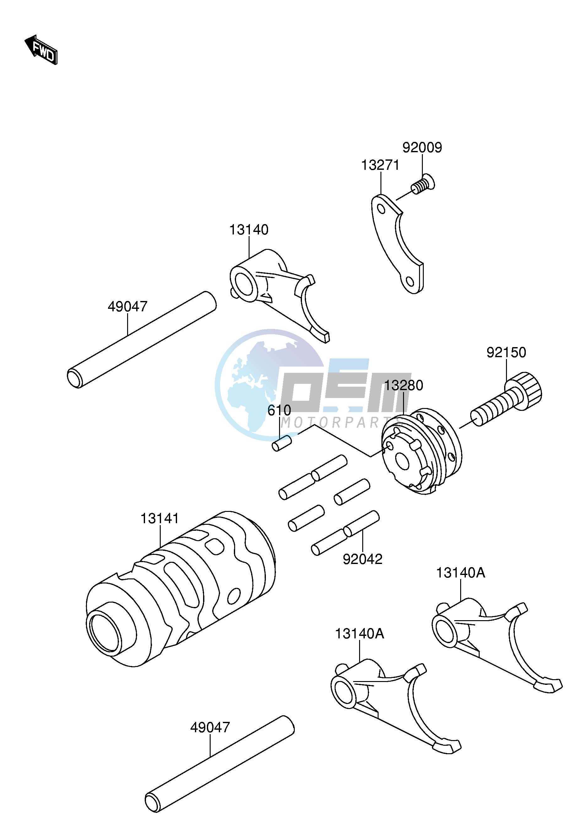 GEAR CHANGE DRUM SHIFT FORK