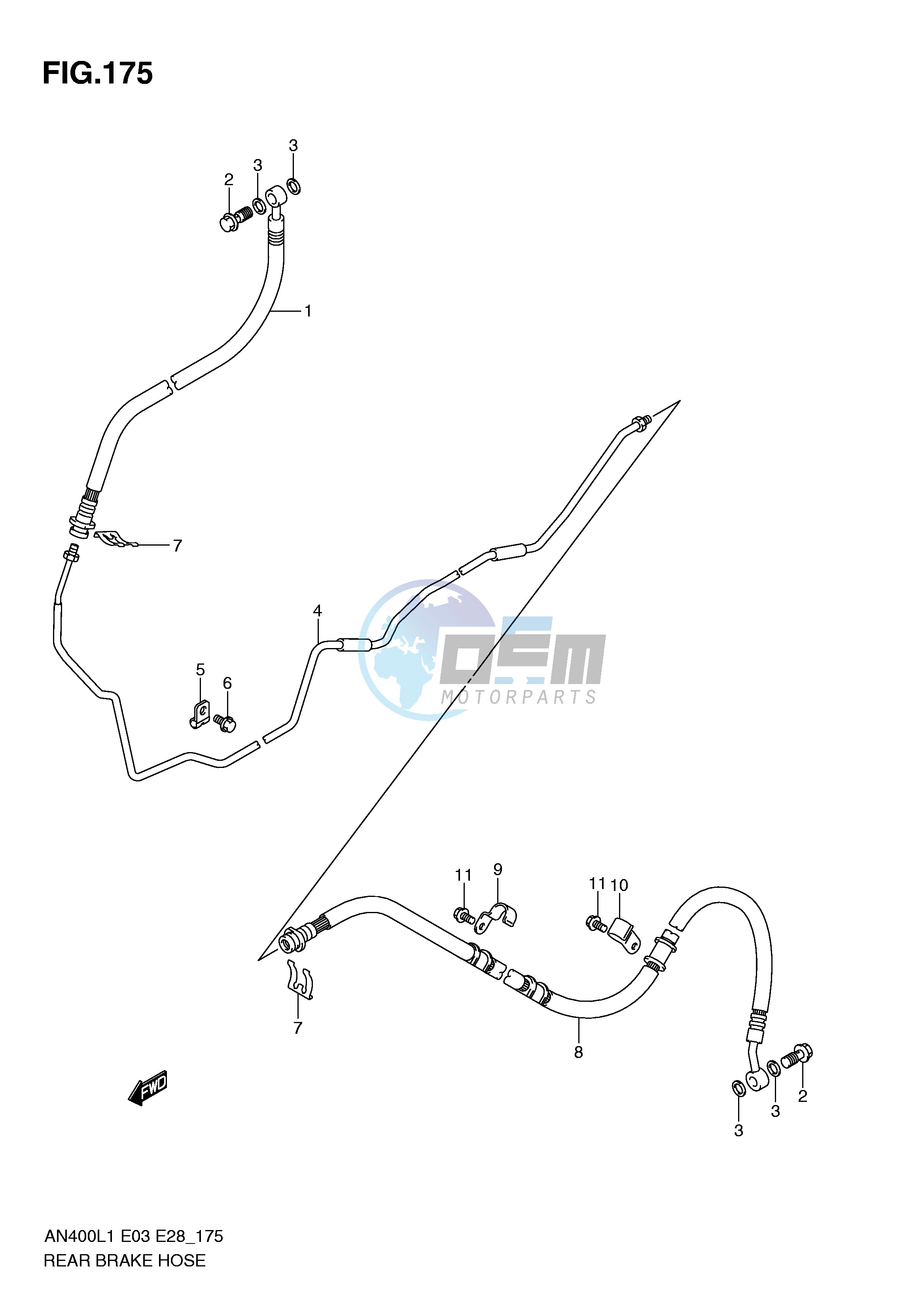 REAR BRAKE HOSE (AN400L1 E33)