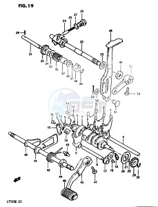 LT125 (E3) drawing GEAR SHIFTING (MODEL E)