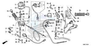 TRX680FAE TRX680 Europe Direct - (ED) drawing HANDLE LEVER/SWITCH/CABLE