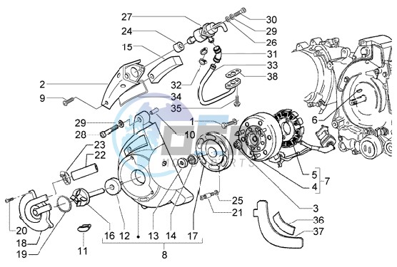 Flywheel magneto-secondary air box