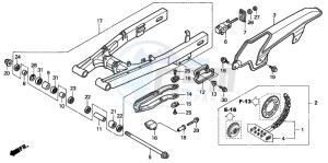 XL650V TRANSALP drawing SWINGARM/CHAIN CASE