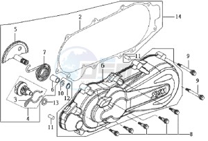 DD50 drawing CRANKCASE COVER LEFT