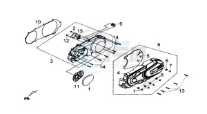 GTS 300 I drawing CRANKCASE COVER LEFT