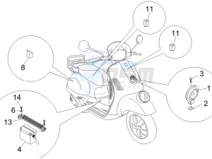 GTV 125 4T (Euro 3) UK drawing Control switches - Battery - Horn