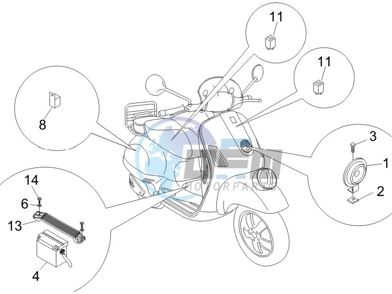 Control switches - Battery - Horn