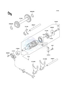 KLF250 KLF250A9F EU GB drawing Gear Change Drum/Shift Fork(s)